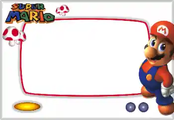 Indskriften på rammen: Super Mario