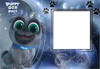 Indskriften på rammen: Puppy Dog Pals