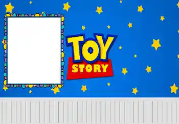Indskriften på rammen: Toy story