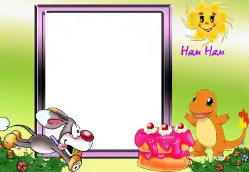 Indskriften på rammen: Ням Ням. Indskriften på rammen: Ням Ням.