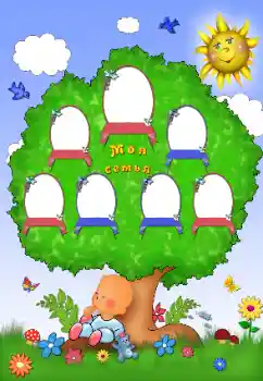 Indskriften på rammen: My family Indskriften på rammen: My family