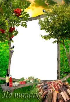 Photo Effect fra kategori Sommer № 34947. Indskriften på rammen: На пикнике...
